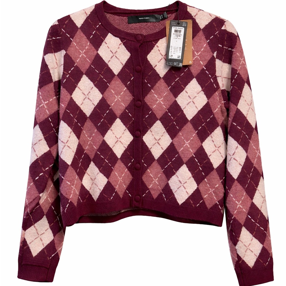 Vera Moda Wine Argyle Cardigan S